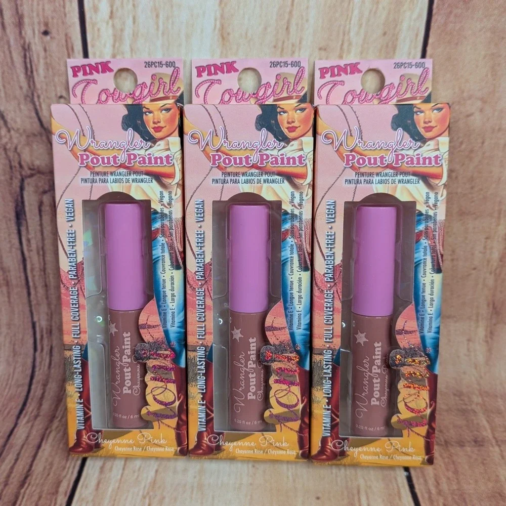 3 PK Ioni Pink Cowgirl Wrangler Pout Paint Cheyenne Pink Matte Liquid Lipstick